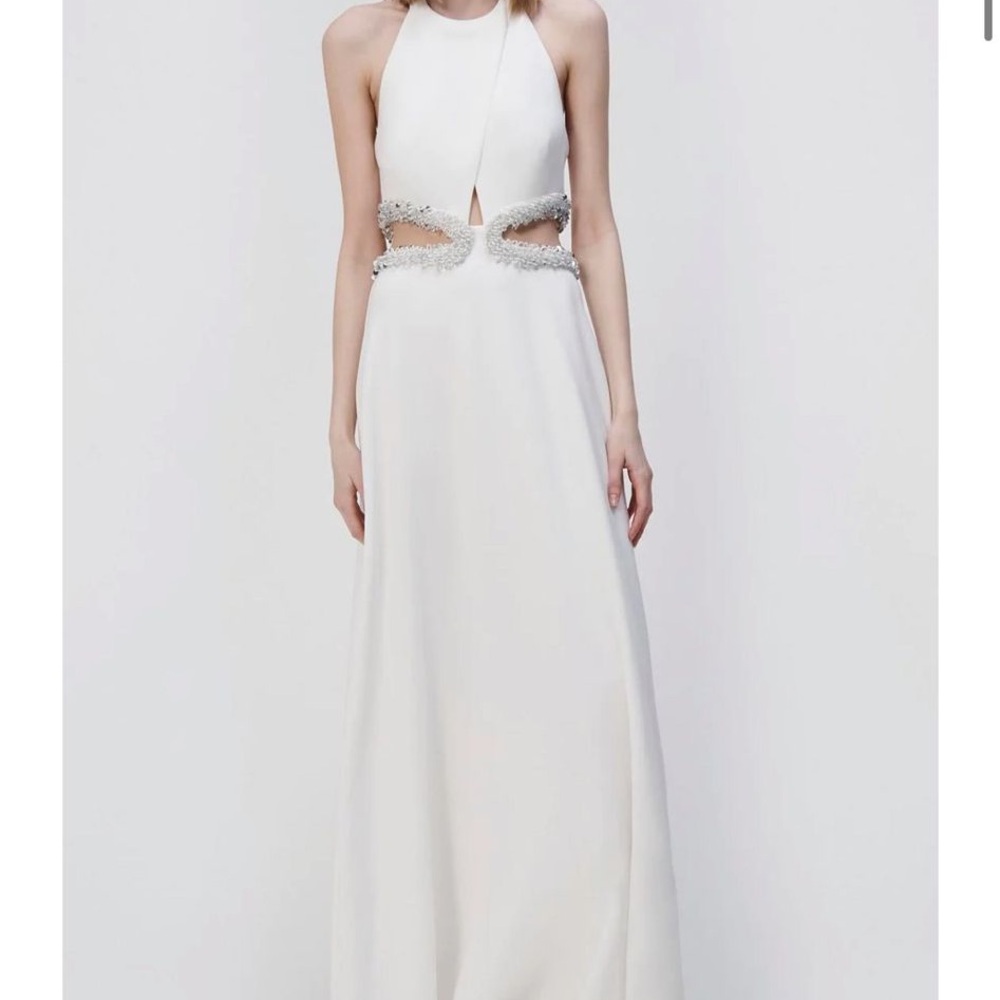 Jonathan Simkhai White Ruched Halter Sheath Dress - Picture 3 of 3